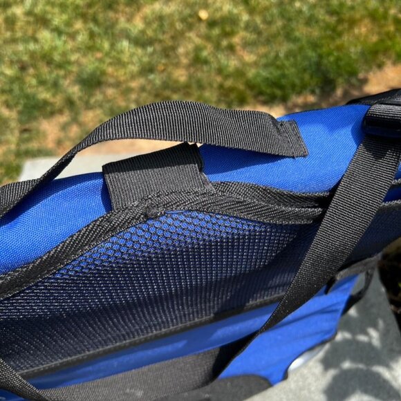 Travel Stadium Chair 1669 Bleacher Concerts Folding Carry Strap Blue Mesh Pocket - Picture 10 of 15